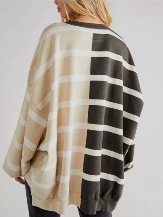 Free People Sweaters - Free people uptown stripe oversized heavy sweatshirt